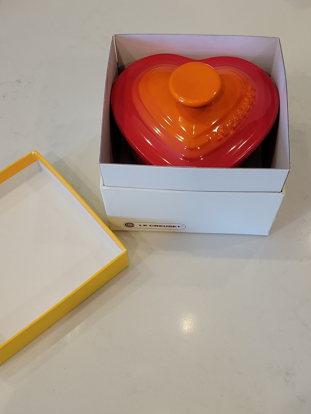 Large Le Creuset Flame Orange Heart Cocotte